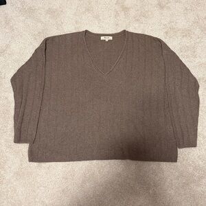 Madewell Brown V-Neck Cashmete Sweater
